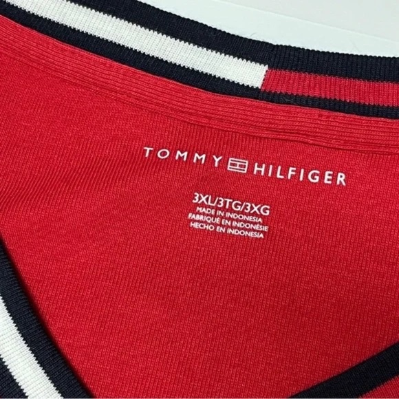 Tommy Hilfiger NEW Women's Sweater Preppy Classic Red V Neck Flag Logo 3X - Picture 6 of 7